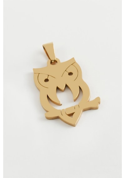Baykuş Çelik Kolye Ucu 3 Cm Altın