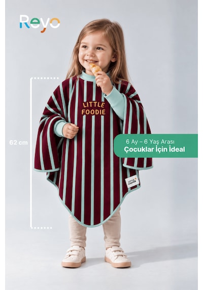 Reyo 6 Ay-6 Yaş Silinebilir Uzun Kollu Bebek Mama Önlüğü, Çocuk Aktivite Önlüğü, Pamuklu,su Geçirmez - Little Foodie
