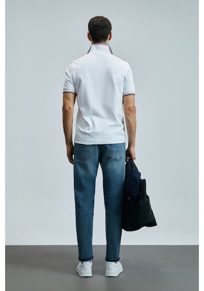 Lufian Erkek Sansa Smart Polo T-shirt 111040218 Beyaz Beyaz