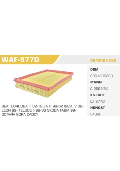 WINKEL WAF-977D Hava Filtresi Golf IV 00- Bora Polo 02- Caddy III 04- / Cordoba Fabia Ibiza / Fabia 1.4 16V 1.6 16V Bcb Bby WINKEL WAF-977D Hava Filtresi Golf IV 00- Bora Polo 02- Caddy III 04- / Cordoba Fabia Ibiza / Fabia 1.4 16V 1.6 16V Bcb Bby