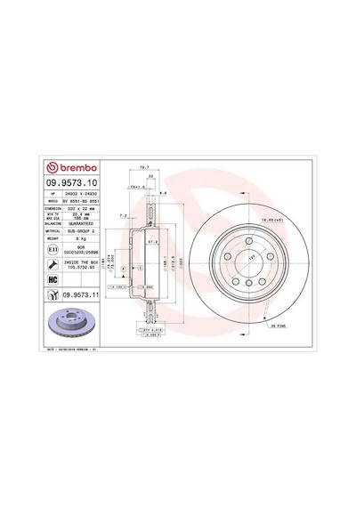 Bmw X3 20d Arka Fren Diski 2009-2010 Brembo 09957311 2adettir