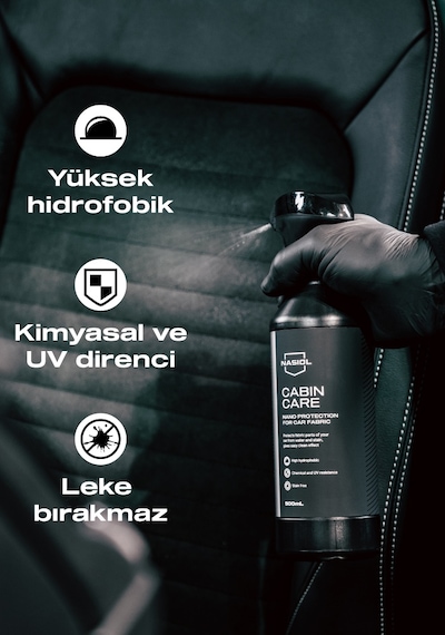 Nasiol Cabincare Araç Kumaş Yüzeyleri için Nano Kaplama 6 Ay Dayanım 500ML Su Sıvı Leke Geçirmez