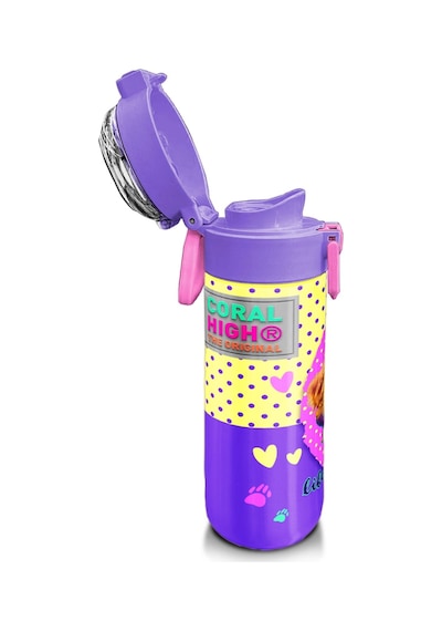 Coral High Kids Sarı Pembe Sevimli Köpek Desenli Pipetli Ve Direkt İçim Çelik Termos 500 Ml 31953 Sarı