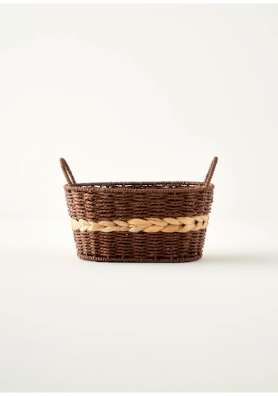 Bella Maison Neroa Kulplu Sepet Naturel 29x24x20 Cm Naturel