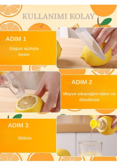 2'li Limon Sıkacağı Bpa İçermeyen Kapaklı Meyve Sıkacağı Kokteyller Ve İçecekler İçin Limon Sıkma Pl Diğer