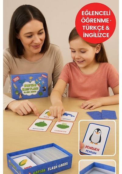 Hafıza Kartları Flash Cards 108 Parça Türkçe İngilizce Kelime Oyunu Zeka Ve Dikkat Gelişimi
