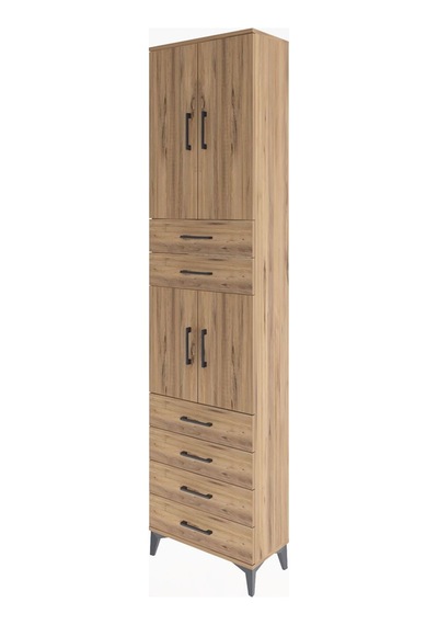 Arges Dolap 4 Raflı 6 Çekmeceli 4 Kapaklı 60x30x243 Çam-çam Çam