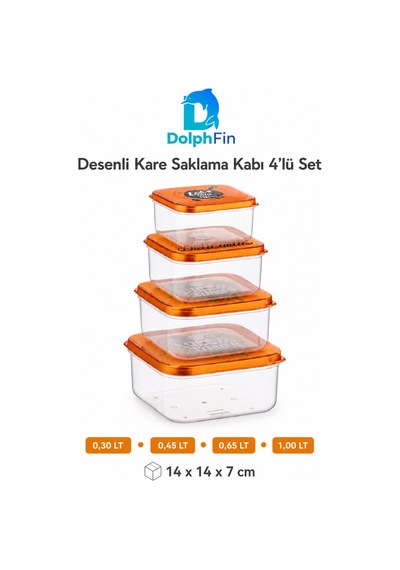 Kare Saklama Kabı 4'lü Set Çok Renkli 14 14 7 Cm