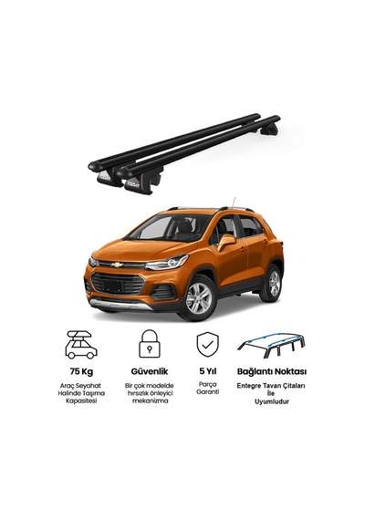 Venüs Chevrolet Trax 2013-2022 Uyumlu Siyah Ara Atkı Port Bagaj Tavan Barı