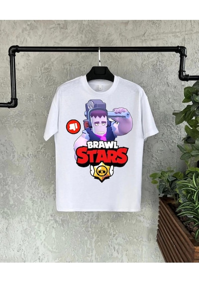 Barlashive Unisex Bisiklet Yaka Kısa Kol Baskılı Çocuk T-shirt - Beyaz Çok Renkli