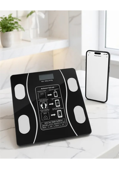 Astraltech Akıllı Cam Baskül Bluetooth Mobil Uygulamalı Vücut Analiz Tartısı 180 Kg Lcd Çok Renkli