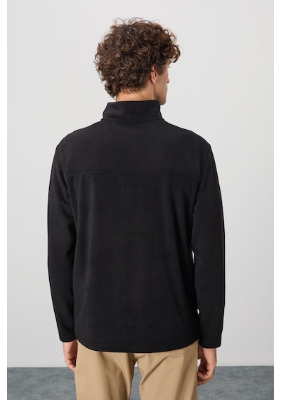Air Jones Tommy Life River Siyah Dik Yaka Erkek Polar Sweatshirt - 88310 Siyah
