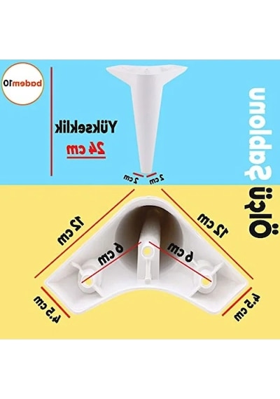 24 Cm Beyaz Lüks Mobilya Koltuk Ayağı - 4 Adet Abanoz