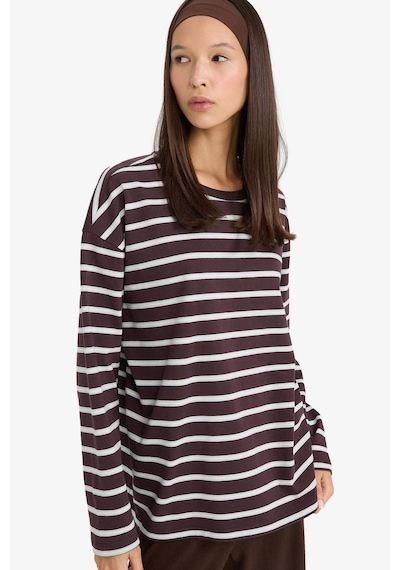 Defacto Loose Fit Bisiklet Yaka Sweatshirt F7758ax25aubn338 Kahve-bn338