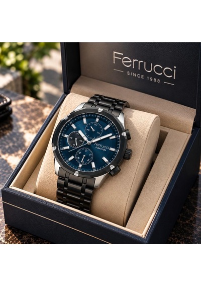 Ferrucci Fc-81370 Fonksiyonları Aktif Siyah Renk Çelik Jübile Kordon Erkek Kol Saati