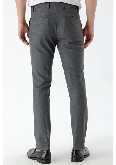 Morven Erkek Siyah Beard Desenli Slim Fit Classic Pantolon Siyah
