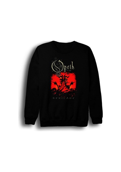 Opeth - Müzik Grubu Baskılı Unisex %100 Pamuk Siyah Bisiklet Yaka Sweatshirt Siyah