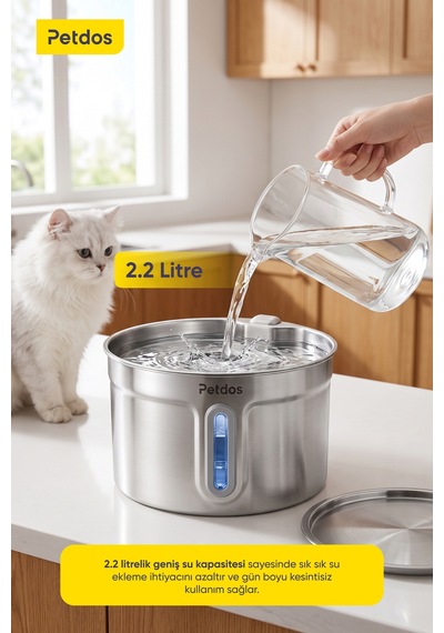Aqua Pure Otomatik 2.2 L Kedi Köpek Su Pınarı Su Çeşmesi Ultra Sessiz Pd-s101
