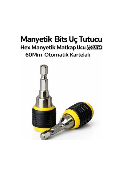 Manyetik Bits Uç Tutucu Hex Manyetik Matkap Ucu Adaptörü 60mm Otomatik Kartelalı
