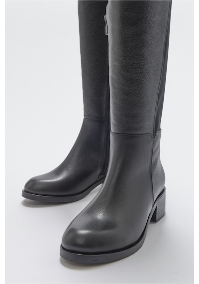 Luvishoes 1177 Siyah Deri Kadın Çizme Siyah