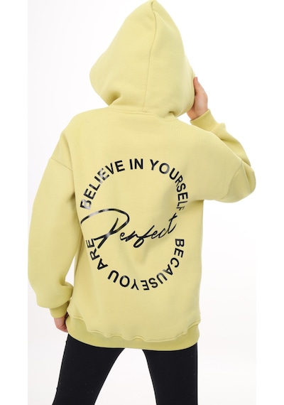 Kız Çocuk Oversize Kapüşonlu Cepli Düşük Omuz Baskılı Yırtmaçlı Sweatshirt - 3 İplik Şardonlu Açık Yeşil Kız Çocuk Oversize Kapüşonlu Cepli Düşük Omuz Baskılı Yırtmaçlı Sweatshirt - 3 İplik Şardonlu Açık Yeşil