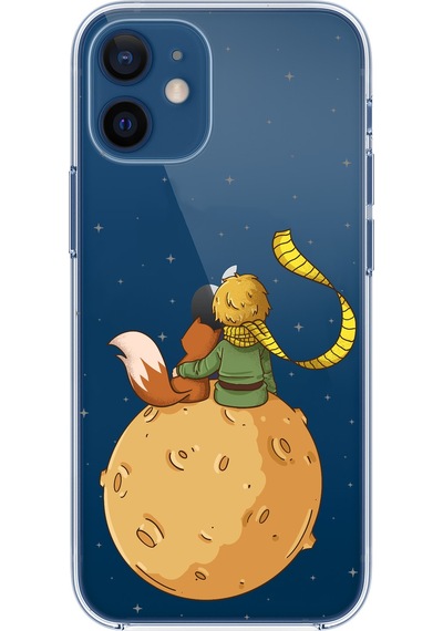 Apple Uyumlu iPhone 12 Mini  Küçük Prens Gezegen Boa Tasarımlı Baskılı Silikon Kılıf Renkli
