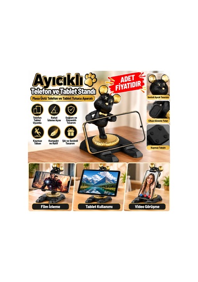 Ayıcıklı Telefon Ve Tablet Standı Masa Üstü Telefon Ve Tablet Tutucu Aparatı Adet ıdır