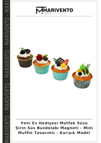 Yeni Ev Hediyesi Mutfak Süsü Şirin Süs Buzdolabı Magneti - Mini Muffin Tasarımlı - Karışık Model