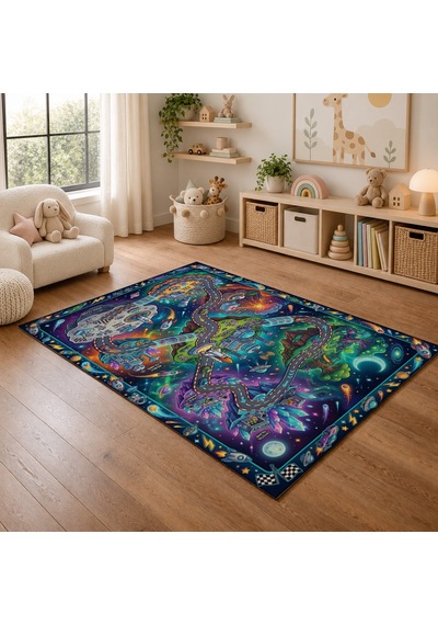 Kartela Halı Galaksi Macerası Kaymaz Taban Çocuk Oyun Halısı - 120 X 180 Cm Çok Renkli