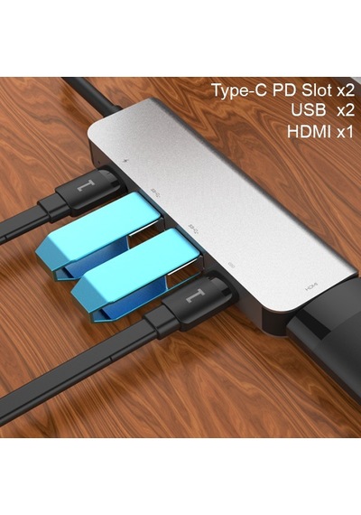 Ally Usb Type-C To 5In1 Hdtv 2Xusb 2X Pd Hub Adaptör Çoklayıc