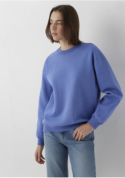 Mavi Bisiklet Yaka Sweatshırt Bleached Denim Mor