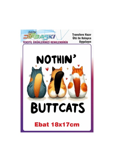 Kedi Ütü İle Yapışan Tekstil Baskısı 2891