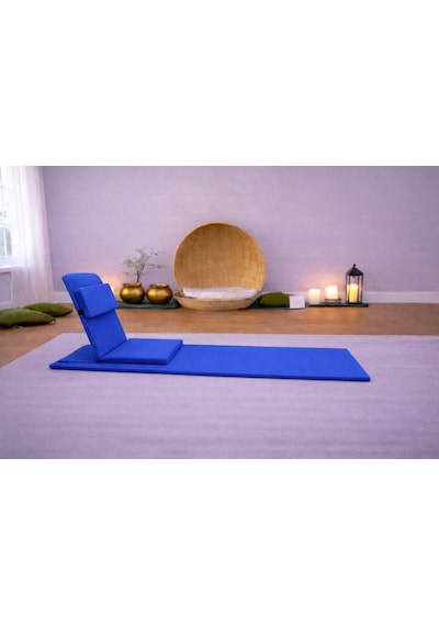 Backjack Meditasyon Sandalyesi Destekli Yer Minderi + 60x180 Kumaş Mat - Backjack 3xl Mat+backjack İkili Set Saks Mavi