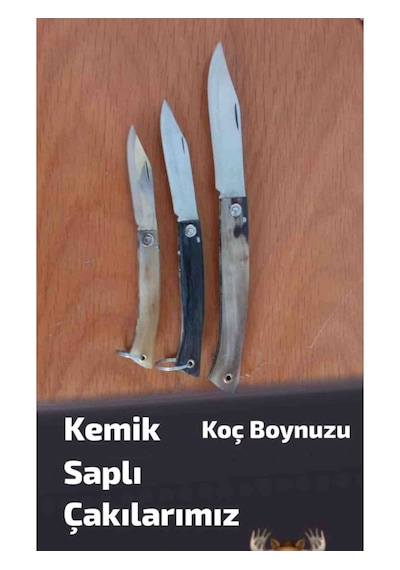 Koç Boynuzu Saplı Çelik Çakı 2 No Bej - Gri