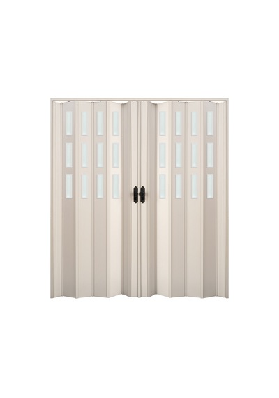 Faran Dekorasyon 170 x 215 Beyaz Renk Camlı Çift Açılım Pvc Akordiyon Kapı - FRNAKMODEL-0-153