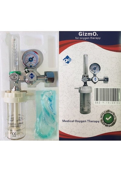 Gizmo Oksijen Tüpü Başlığı Oksijen Regülatörü Teraphi Manometre