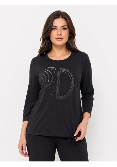 Neden Tekstil Kadın Siyah Uzun Kollu Baskılı T-shirt