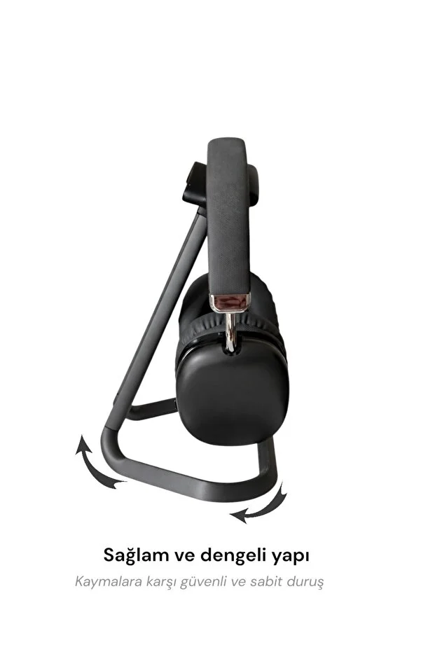 Mat Koyu Gri Kulaklık Standı Ergonomik Tasarım Minimal Masaüstü Düzenleyici