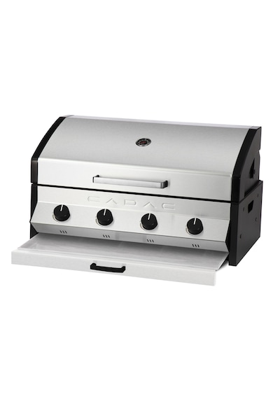 Cadac Meridian 4b Ankastre Gazlı Barbekü - 4 Çelik Brülörlü, Termometreli Kapak, Dış Mekan Kullanımına Uygun Siyah