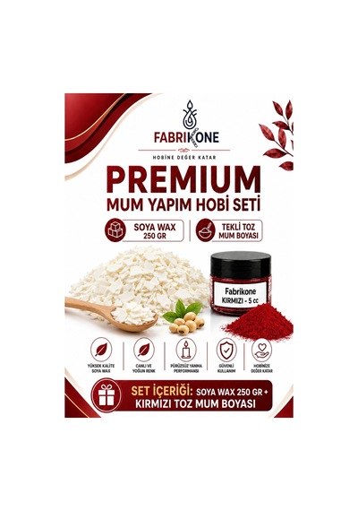 Premium Mum Yapım Hobi Seti - Soya Wax 250 Gr - Tekli Toz Mum Boyası - Kırmızı Bkfabsw2501k Karışık