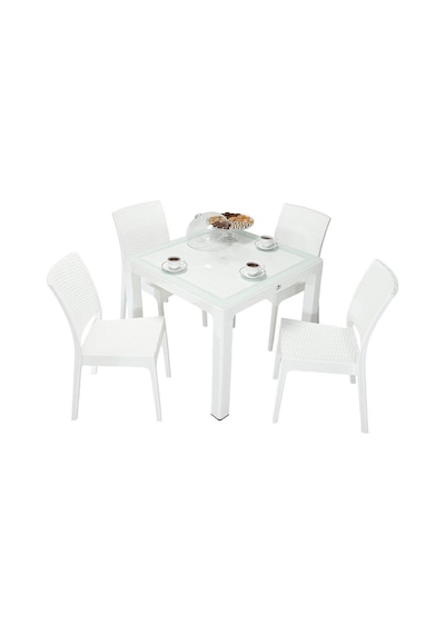 Depootoptan Mandella Elit Rattan 90 x 90 CM Elit Sandalye Camlı Masa Takımı Beyaz Depootoptan Mandella Elit Rattan 90 x 90 CM Elit Sandalye Camlı Masa Takımı Beyaz