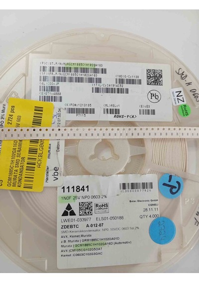 Gcm1885c1h102ga16d 1nf 25v 603 Murata Smd Seramik Kondansatör 700 Adet