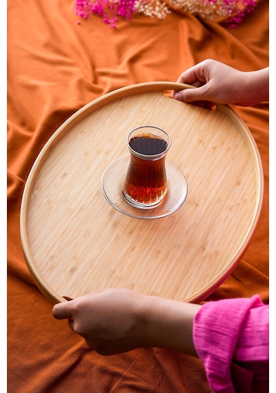 Acar Bambu Sunum Tepsi - 45 Cm Kahverengi