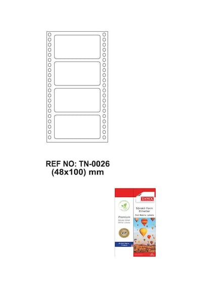 Tanex Tn-0026 Sürekli Form Etiketi 48X100MM