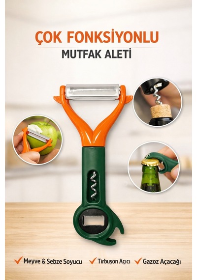 Jasper Jpr-221 Çok Fonksiyonlu Soycak & Açacak Tırbuşon Açıcı Gazoz Açacağı Renkli