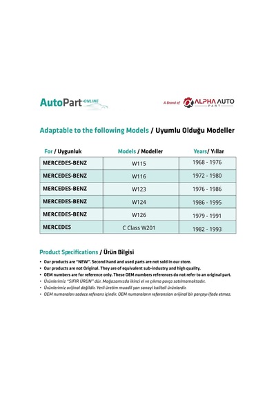 Mercedes Benz W115,w116 İçin Ayna Ayar Kolu