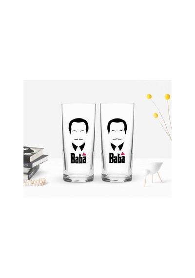 Bk Home Renkli Baskılı Godfather Baba Tasarımlı İkili Rakı Bardağı