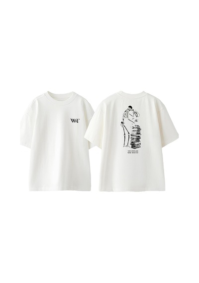 Thewert Nine Lives And More Tasarım Sırt Baskılı Pamuk Beyaz Oversize T-shirt