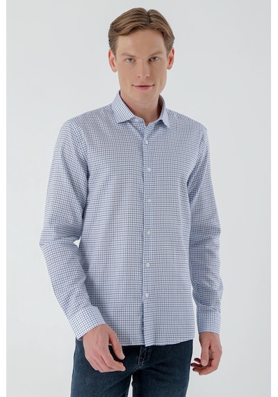 Morven Erkek Mavi B.gabardin Pamuk Desenli Slim Fit Gömlek Mavi Morven Erkek Mavi B.gabardin Pamuk Desenli Slim Fit Gömlek Mavi
