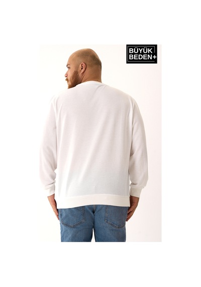 Superlife Erkek Büyük Beden Bisiklet Yaka İnce Sweatshirt Regular Fit %64 Pamuklu Spr26bsw956 Ekru